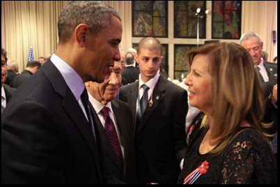 With he former President of USA Obama at the state dinner given by President Peres at his residence