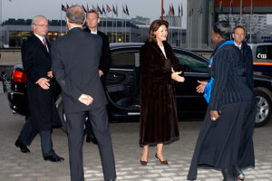 During the arrival of the King and Queen of Sweden